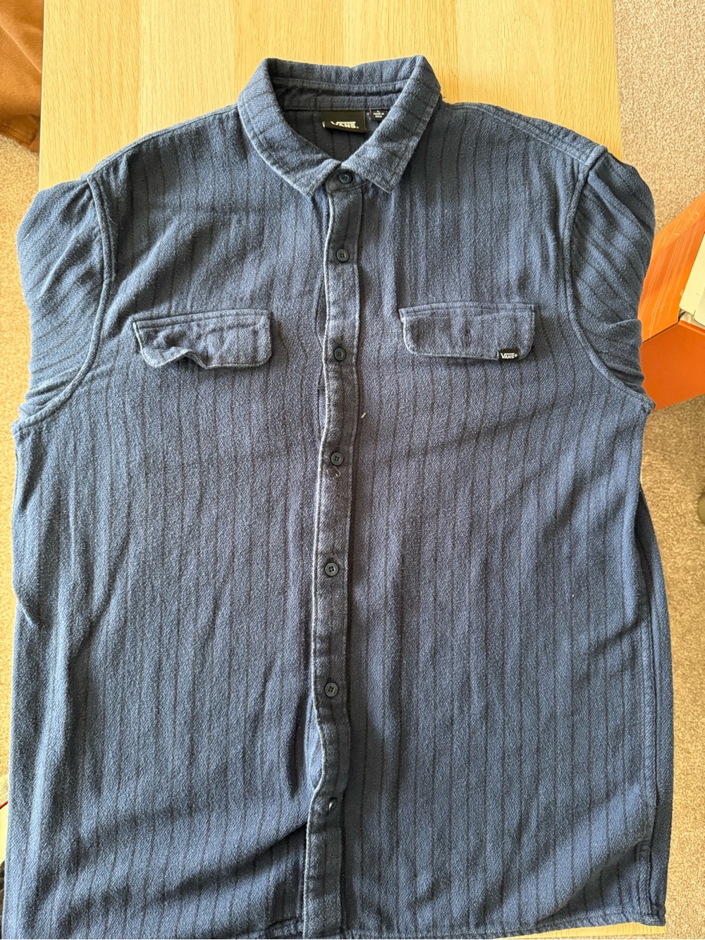 Vans Men's Dark Blue Short-Sleeve Button-Down Shirt